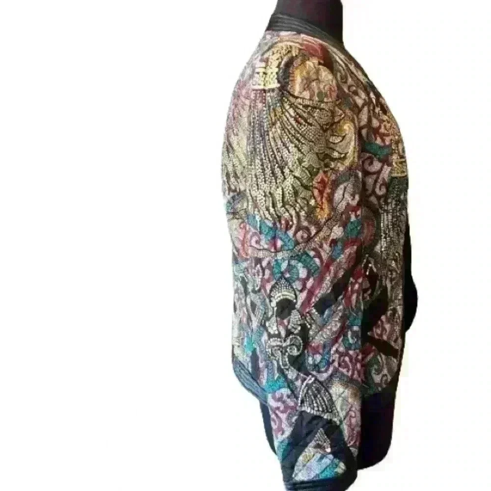 Vintage Silk Davide Cenci‎ Gold Shimmer Quilted Woman’s Jacket Size M
